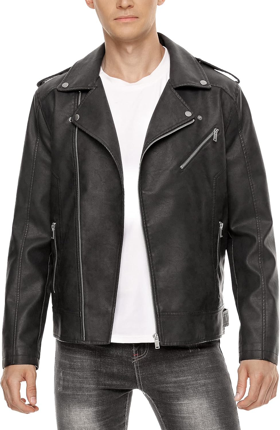 Fahsyee Leather Jackets for Men - Stylish Faux Bomber Coat