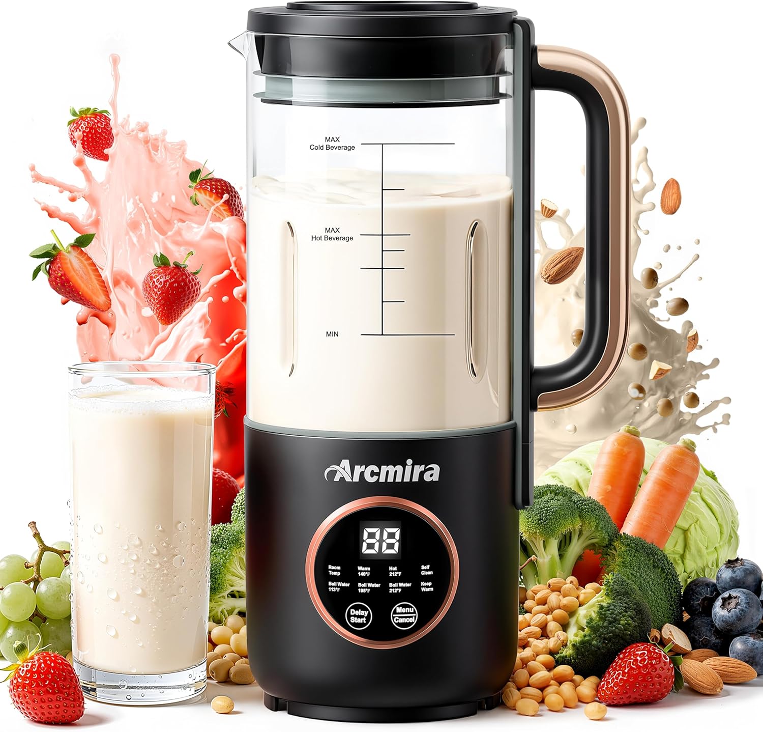 8 in 1 Automatic Nut Milk Maker for Homemade Dairy Free Beverages