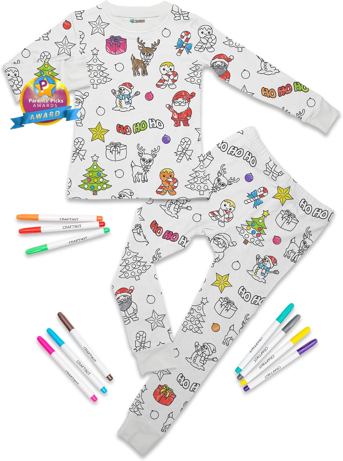 Craftikit Kids Coloring Pajamas - Soft Bamboo Viscose PJs Set