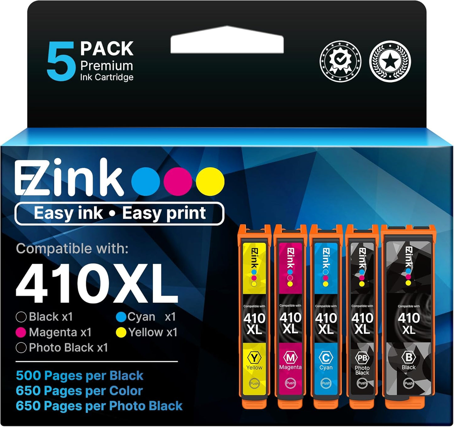 E-Z Ink 410 Ink Cartridges Remanufactured for Epson Printers