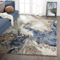 Marble Swirl Abstract Area Rug Blue 4x5 - Luxe Look for Living Rooms