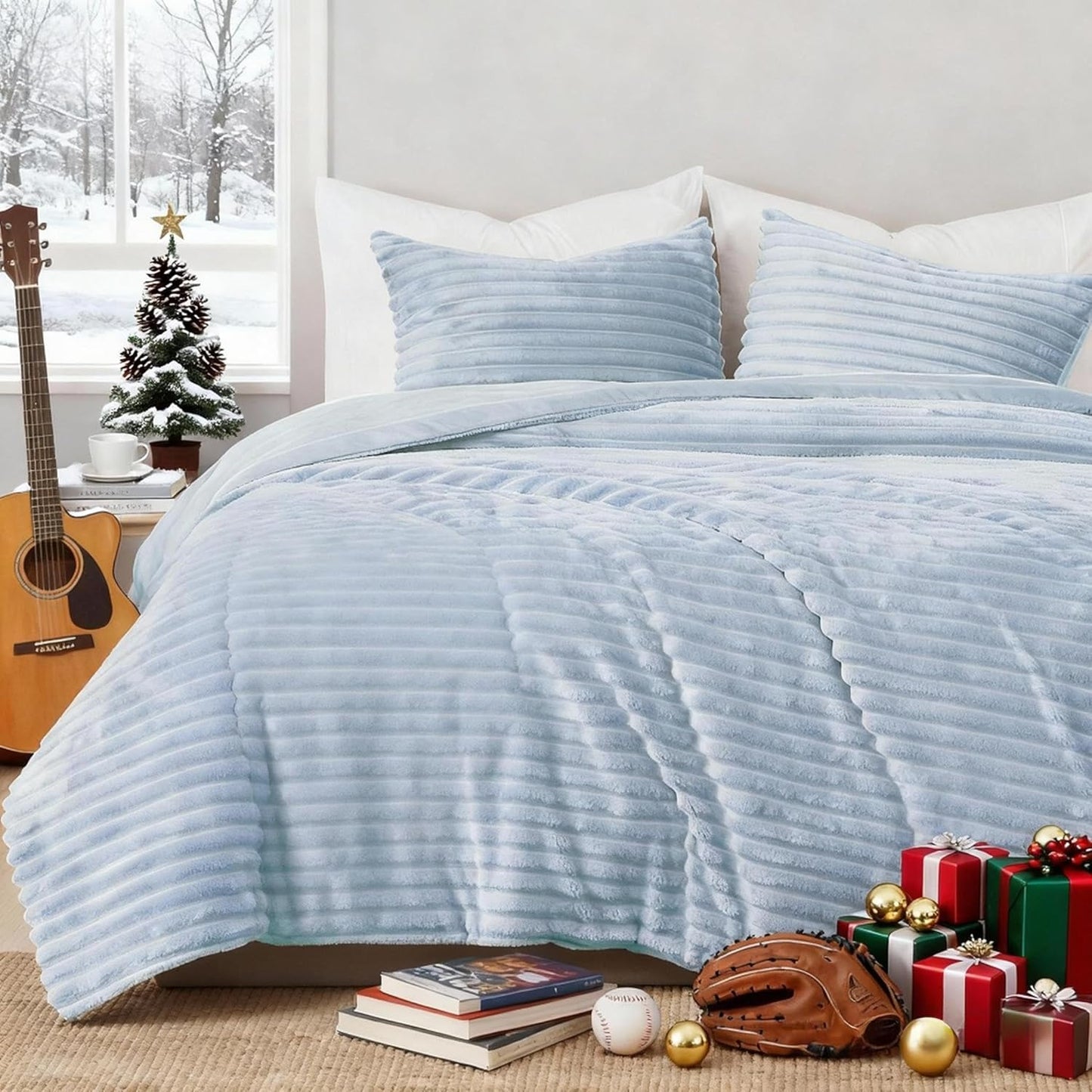 Geniospin Fleece Queen Comforter Set for Cozy All Season Use