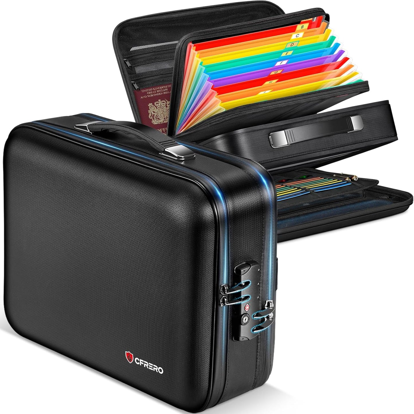 Fireproof Document Box with Lock & File Folder for Safe Storage