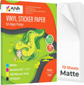 Printable Vinyl Sticker Paper - 70 Matte Sheets 8.5in x 11in