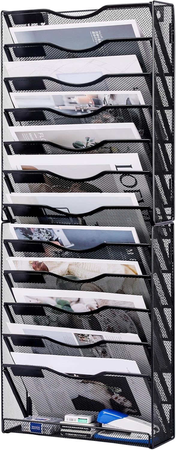 12-Tier Wall File Organizer for Efficient Home and Office Use