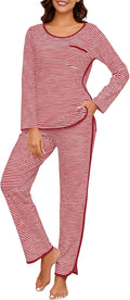 Womens Cotton Pajama Sets Stripe 2 Piece Lounge Set (Style WFMT)