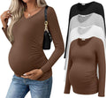 Ekouaer Womens Maternity Shirts Long Sleeve 4 Pack - Comfortable