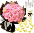 Valentine Glitter Roses Bouquet Red Artificial Roses - Lasting