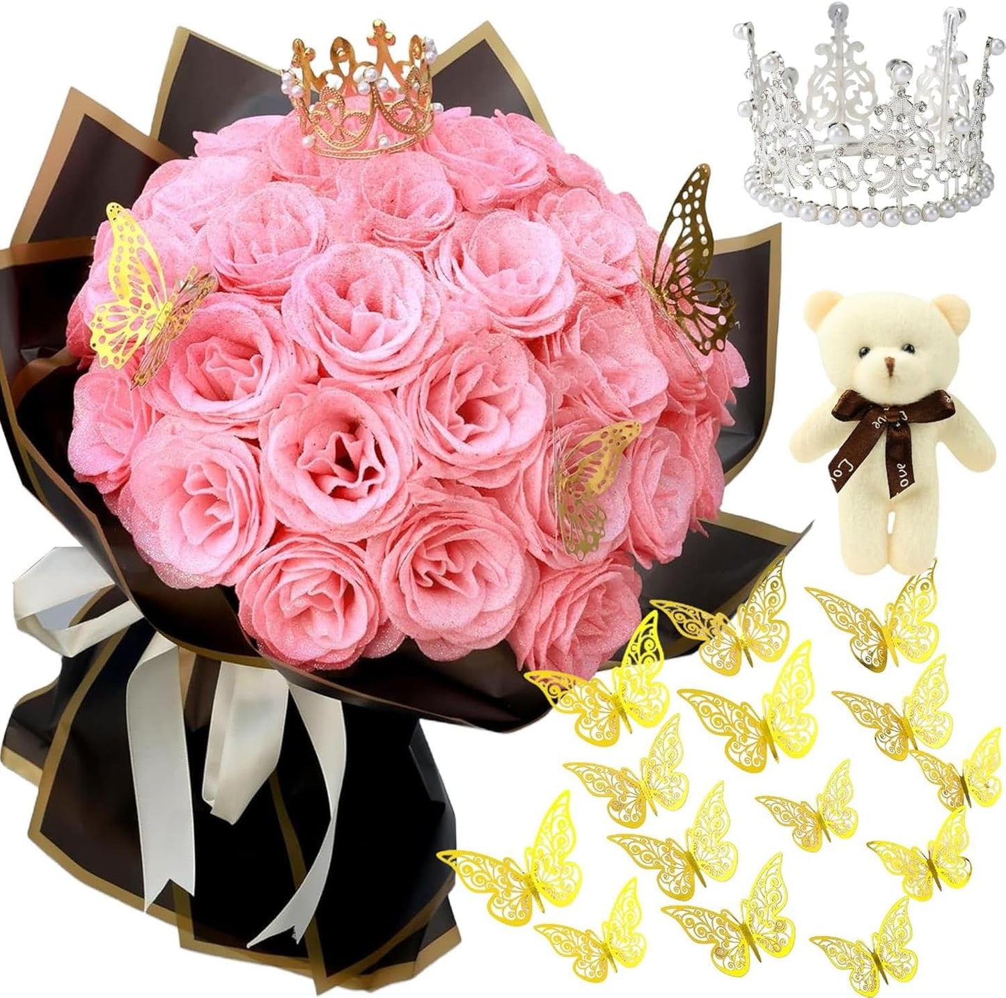 DIY Glitter Roses Bouquet for Romantic Gifts and Decor