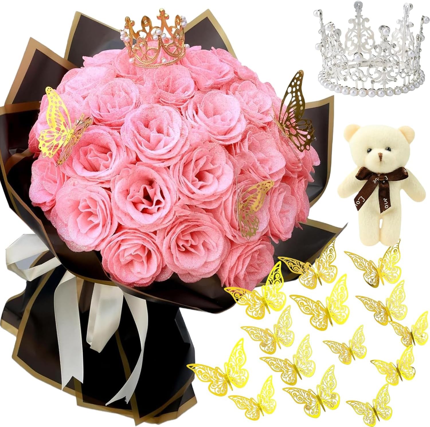DIY Glitter Roses Bouquet for Romantic Gifts and Decor