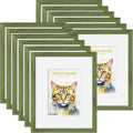 Picrit 8x10 Picture Frame Set of 12 - Green Wood Grain, Versatile