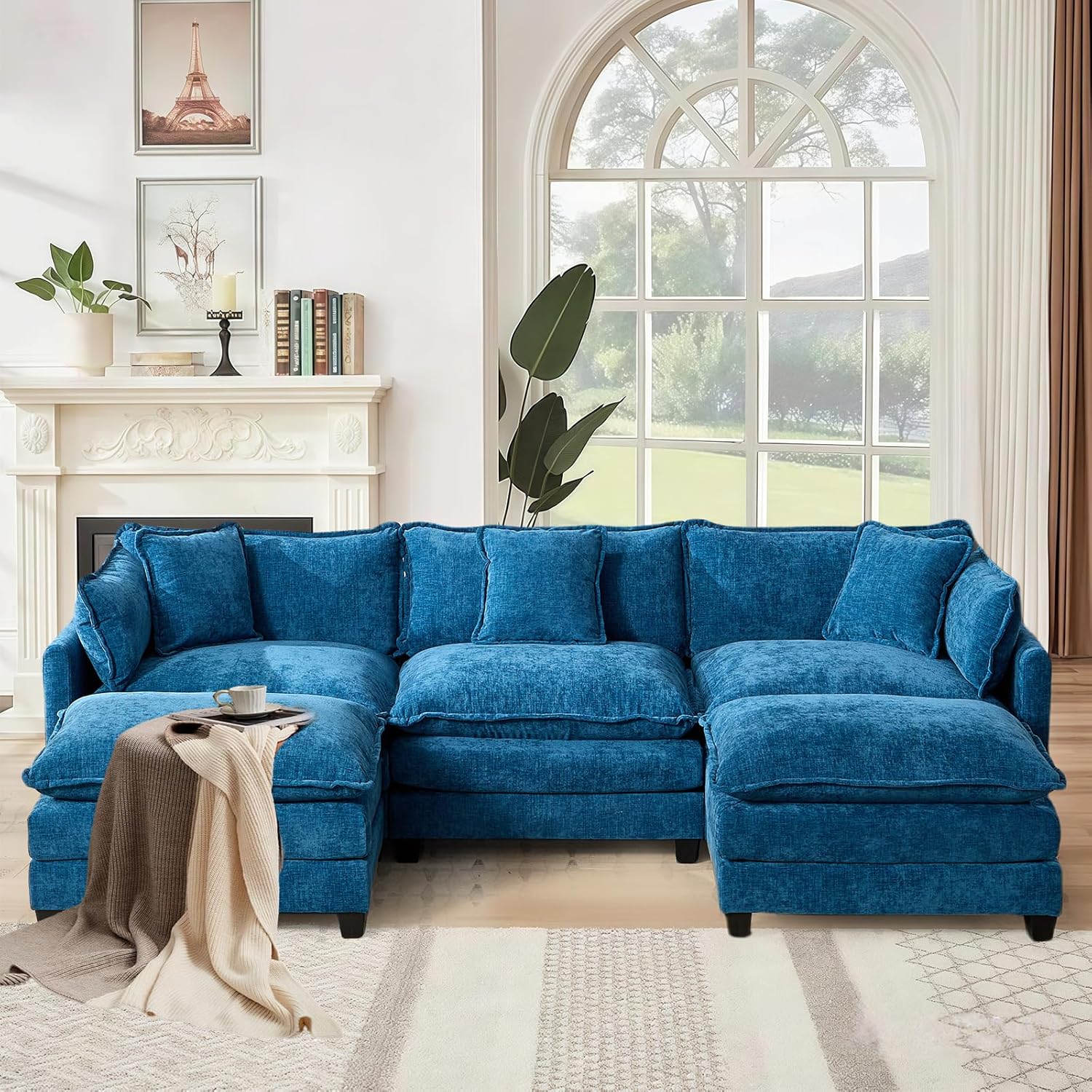 SoarFlash 113.78in Chenille Sectional Sofa for Modern Living