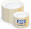 White and Gold Disposable Plates 200PCS - Elegant Party Dinner Set