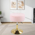 Pink Vanity Stool for Makeup Room - Adjustable Swivel Storage Ottoman