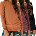 Zeagoo 3 Pack Long Sleeve Shirts for Women Casual Soft Crewneck