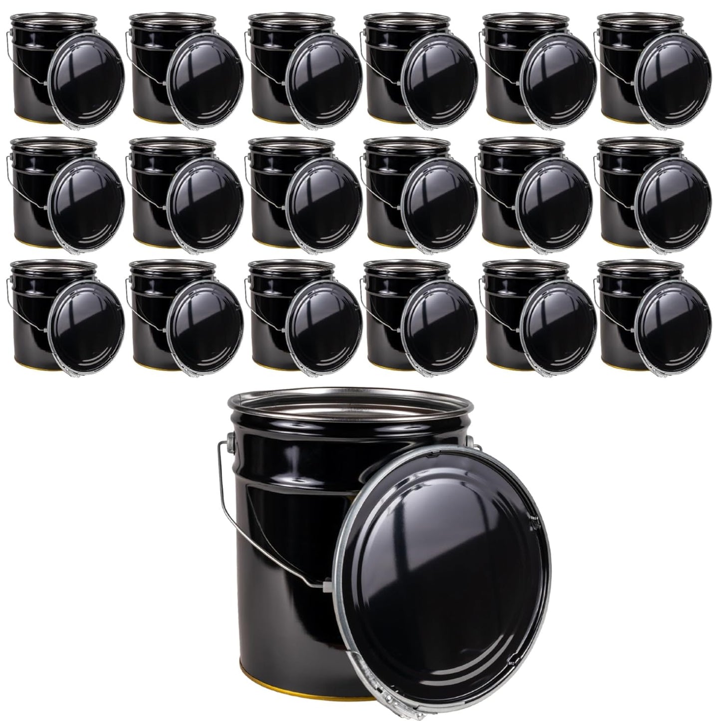5 Gallon Black Metal Bucket with Lever Lock Lid for Durability