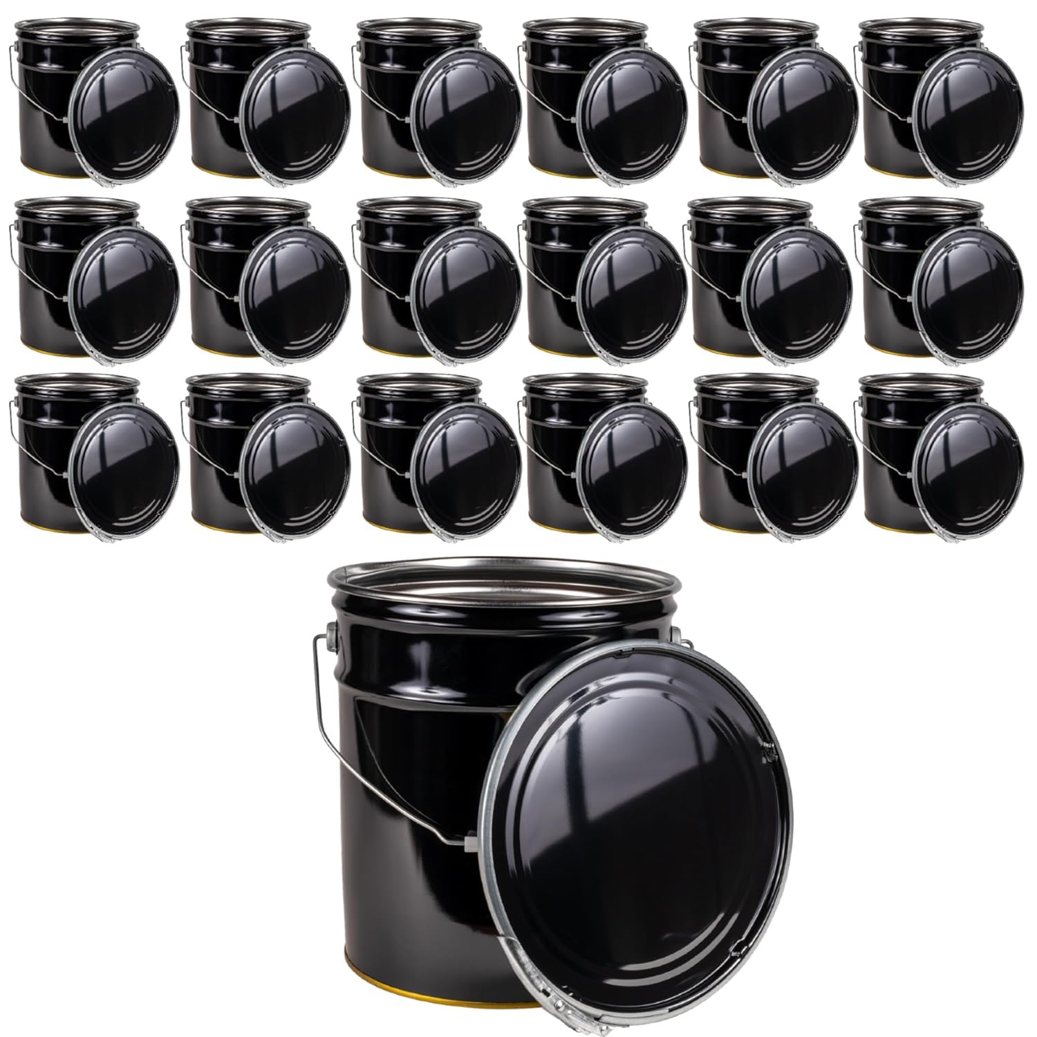 5 Gallon Black Metal Bucket with Lever Lock Lid for Durability