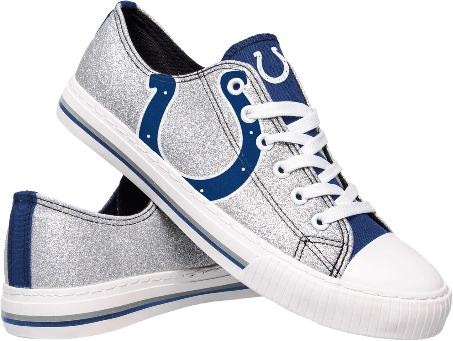 FOCO Women's NFL Team Logo Glitter Low Top Sneakers for Fans