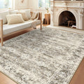 8x10 Large Washable Area Rug - Soft Distressed Low Pile Vintage Rug