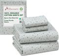 100% Organic Cotton Sheets Queen Size Percale - Crisp, Deep Pocket