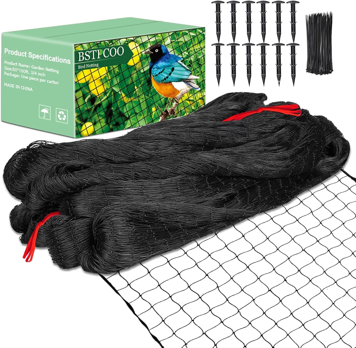 Bird Netting 50ftx100ft Heavy Duty Nylon for Poultry and Garden