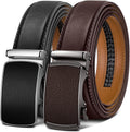 Men Ratchet Belt 2 Pack - Adjustable Cut-to-Fit Dress Casual Belts