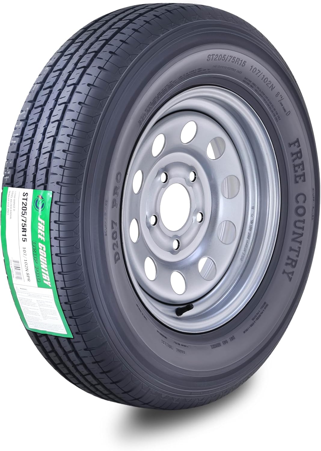 Free Country Trailer Tire Wheel Assembly ST205/75R15 for Safety