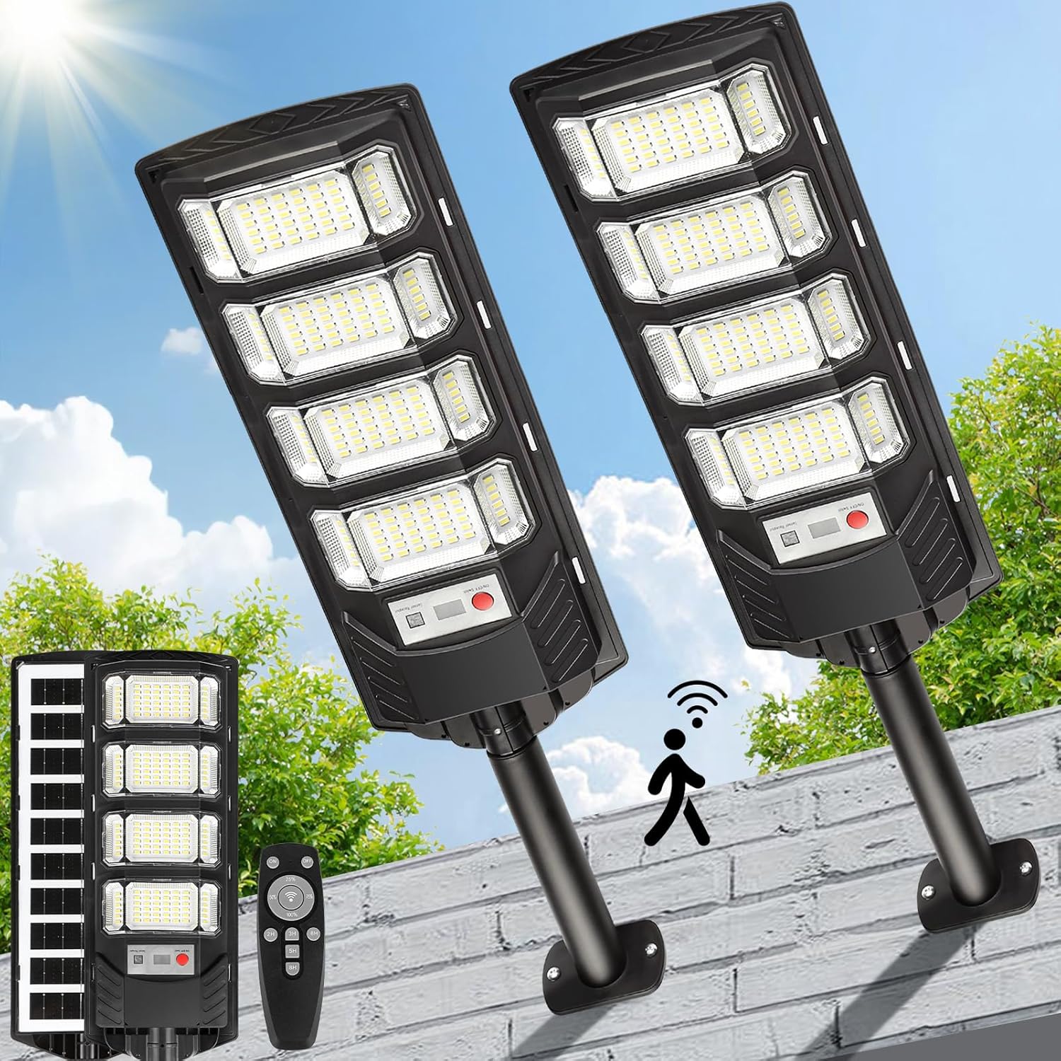 Solar Flood Lights Outdoor LED: Bright 12000 Lumen Security Lights