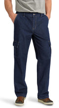 Relaxed Fit Cargo Jeans Elastic Waist 6 Pockets Straight Leg