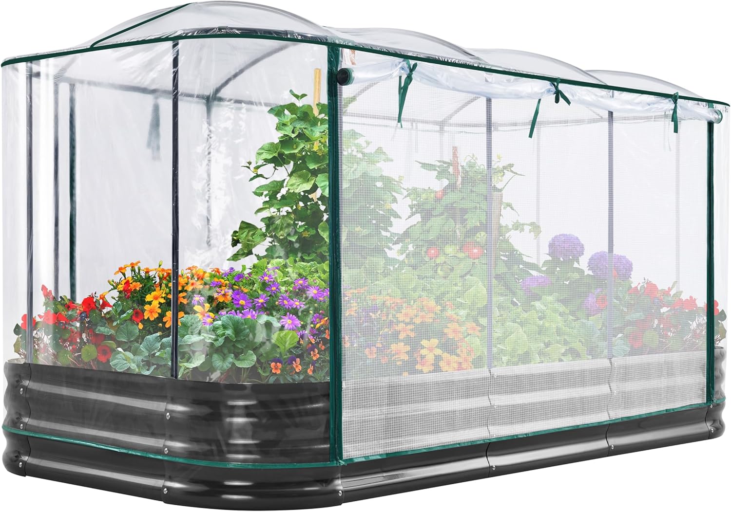 KING BIRD Raised Garden Bed with Cover for Vegetables and Flowers