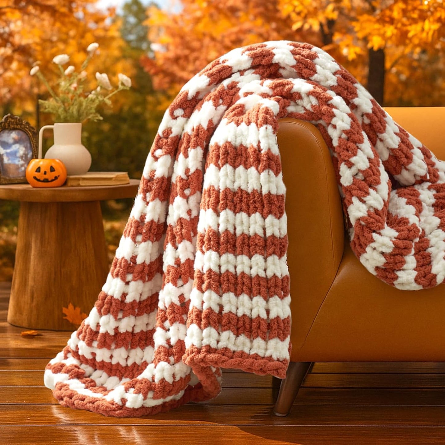 Amelie Home Chunky Knit Throw Blanket for Cozy Comfort