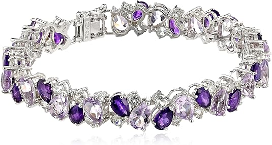 Sterling Silver Created Gemstones Bracelet for Elegant Style
