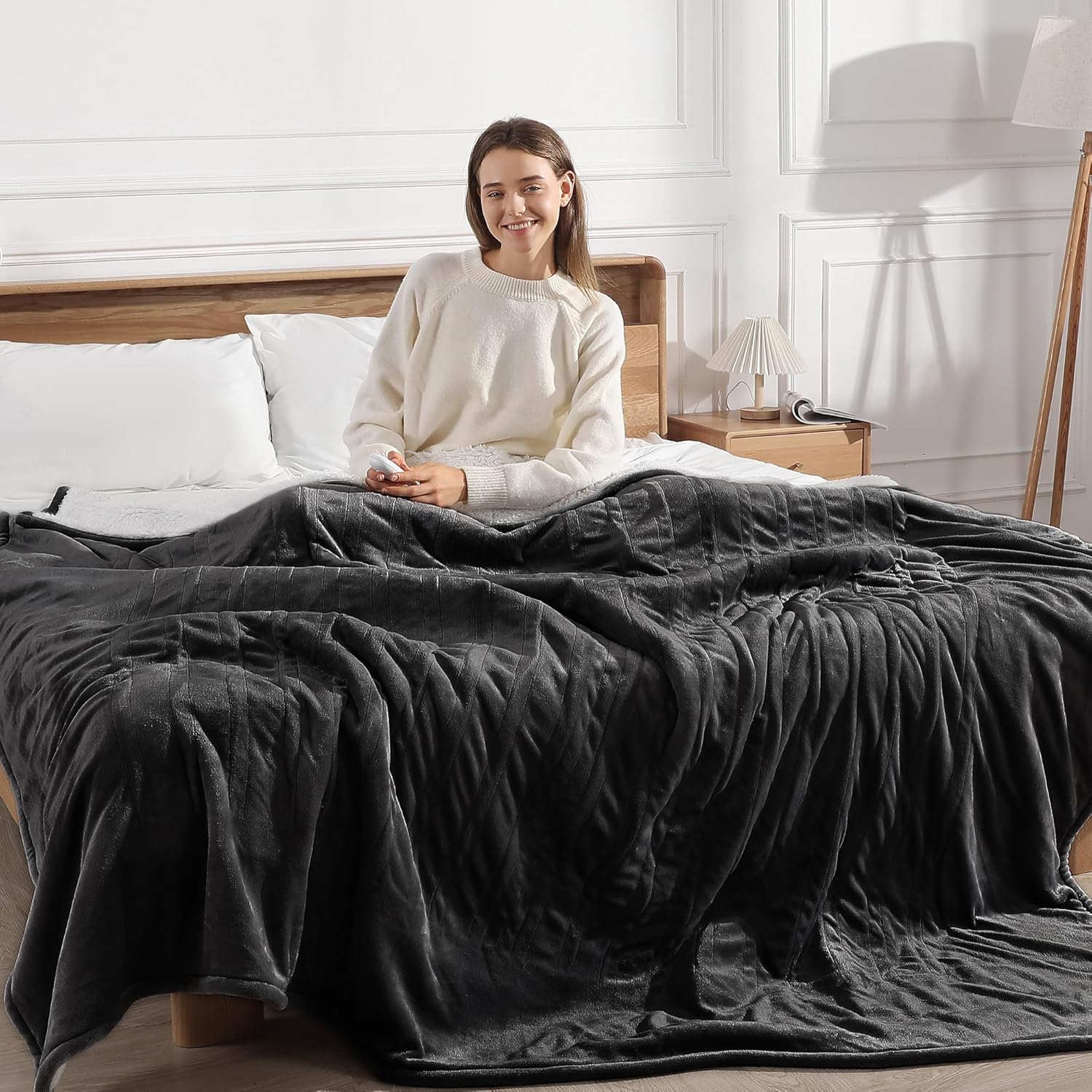 Electric Blanket Queen Size Heated Blanket with Dual Controllers