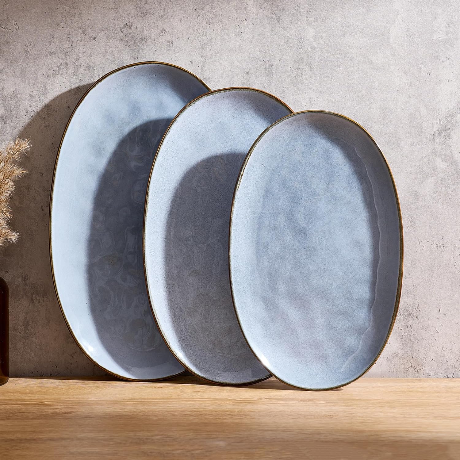 Famiware Serving Platter Set - Unique Ocean Series Stoneware