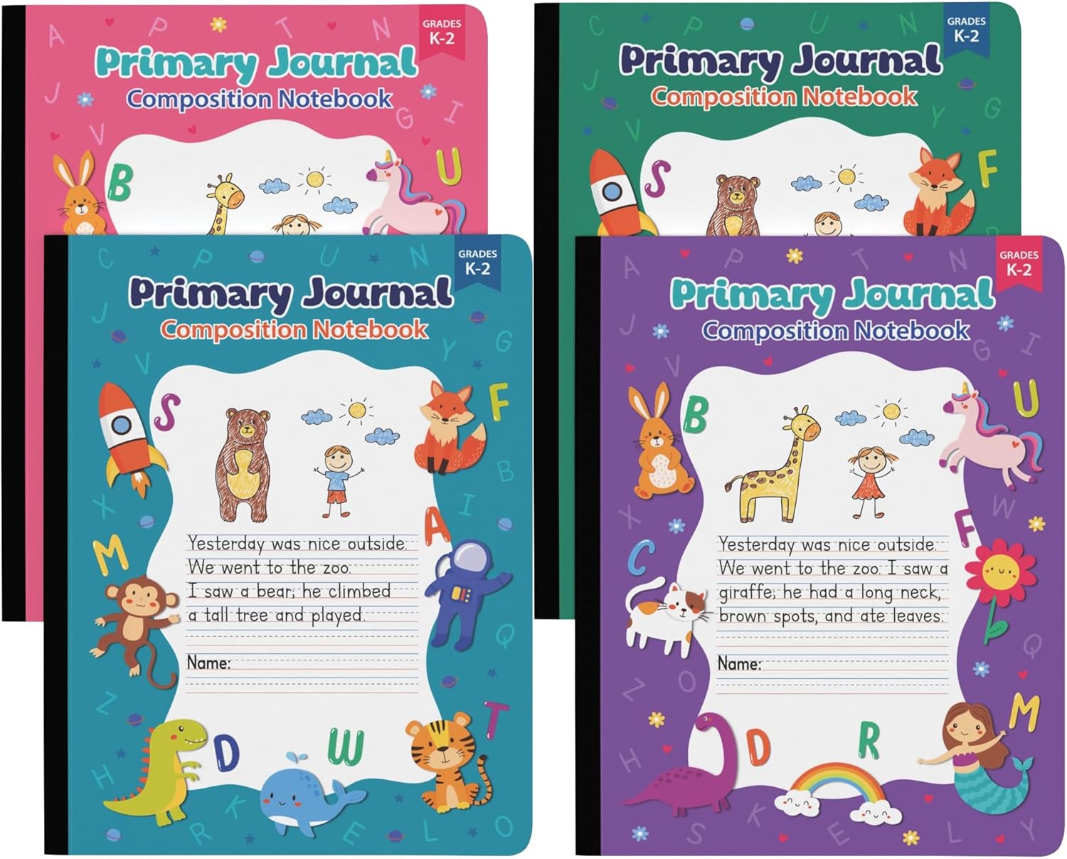 Primary Journal Grades K-2, 4 Colors, Picture Space, 100 Sheets, ScribbleMate