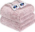 Queen Size Rust Red Electric Blanket - Dual Control Sherpa Heated
