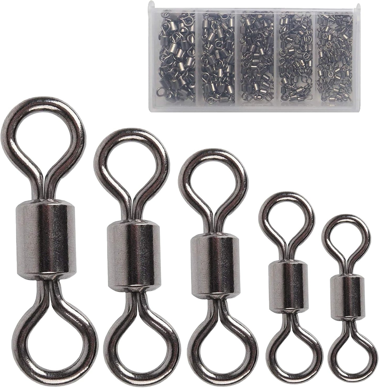 Facikono Fishing Barrel Swivels Set - 210pc Snap Connector for Smooth Fishing