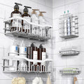 5-Pack Rustproof Stainless Steel Shower Caddy Set - No Drill Organizer