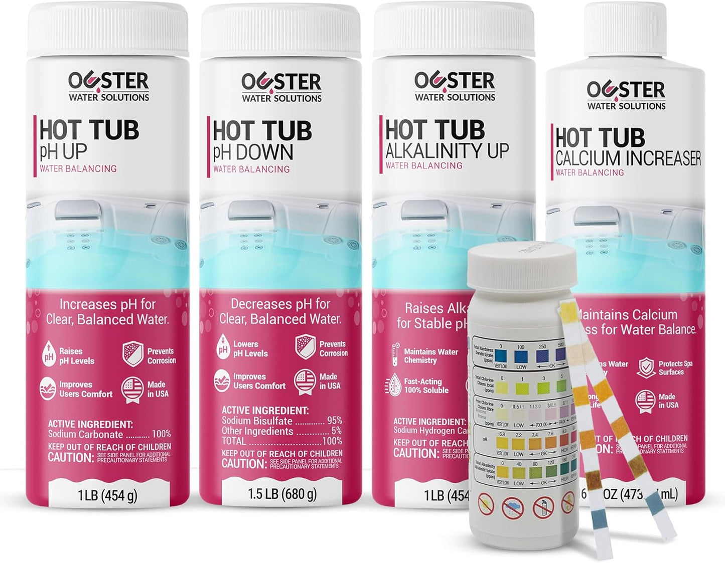 Hot Tub Water Balancing Kit for pH, Alkalinity & Calcium