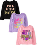 Baby Girls Long Sleeve Graphic T-Shirts 3 Pack - Cute Everyday Tees