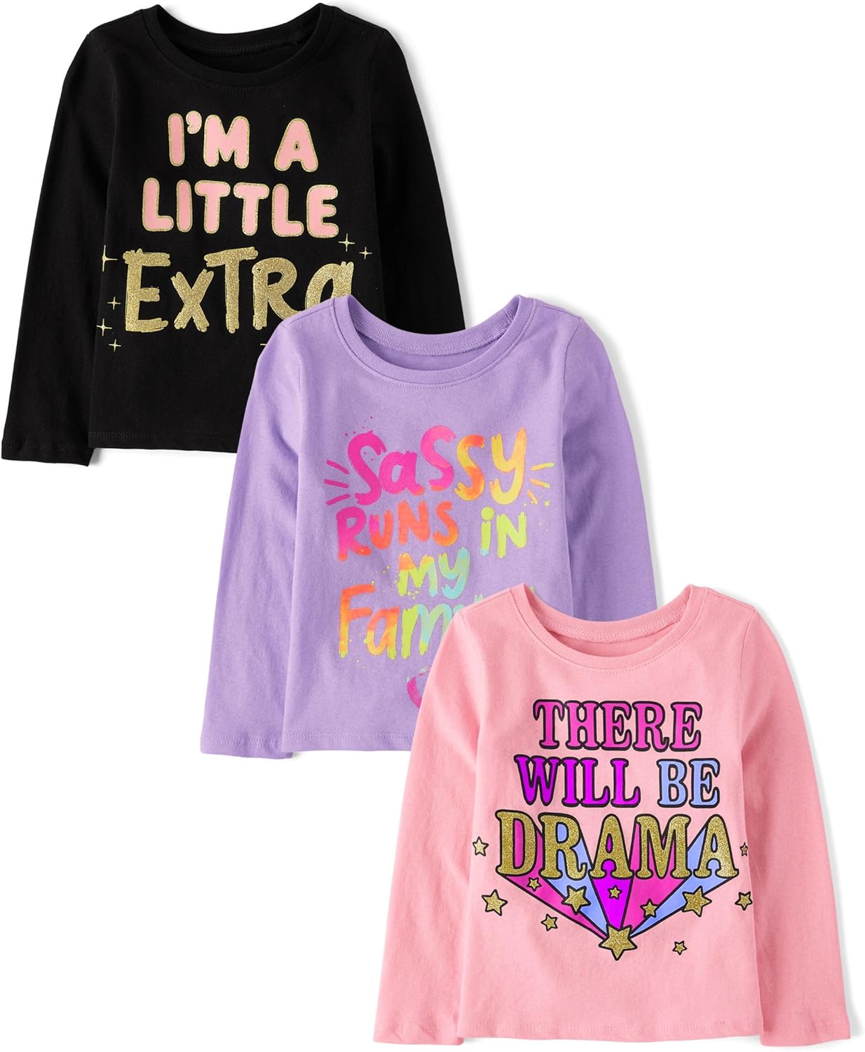 Baby Girls' and Toddler Unicorns and Butterflies T-Shirts 3 Pack