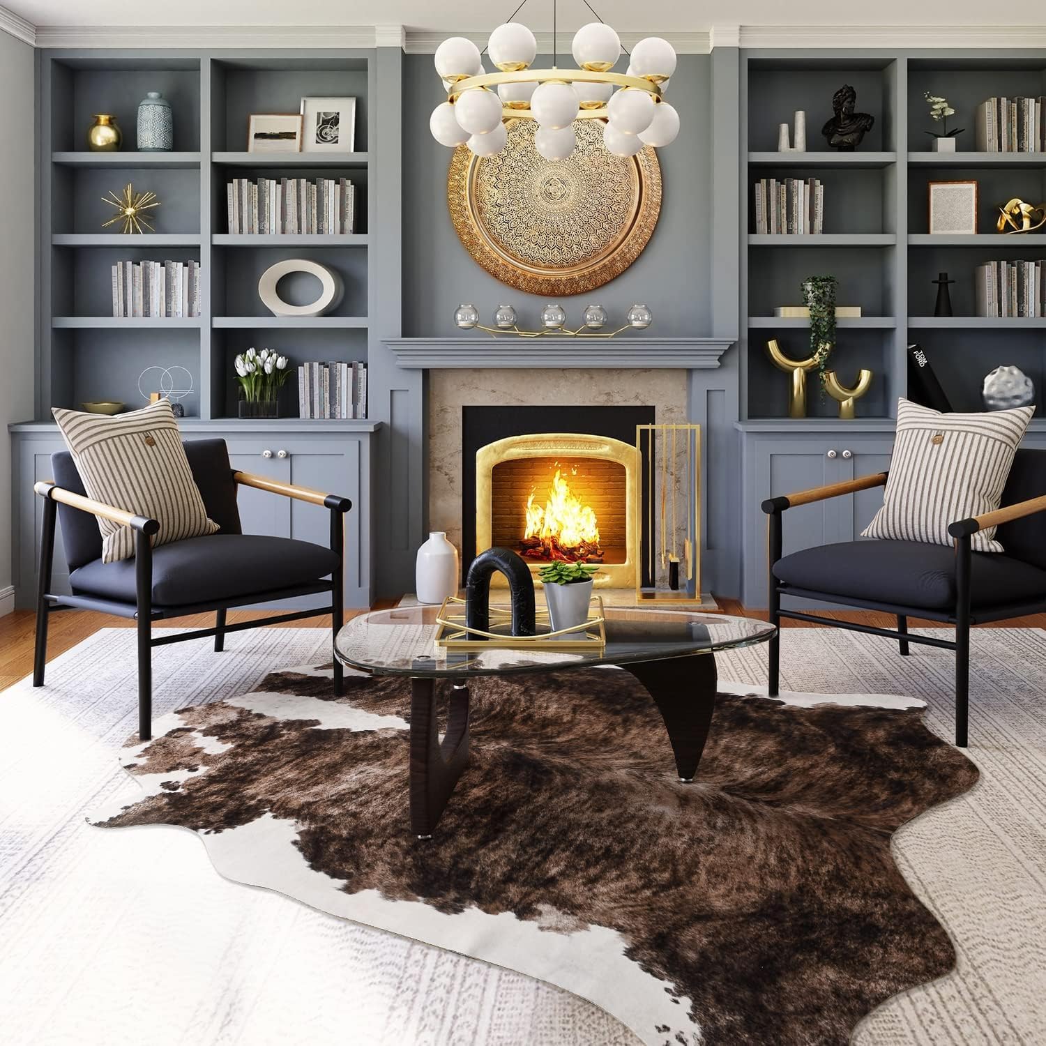 Easycozy Faux Cowhide Large Cow Print Rug for Home Decor