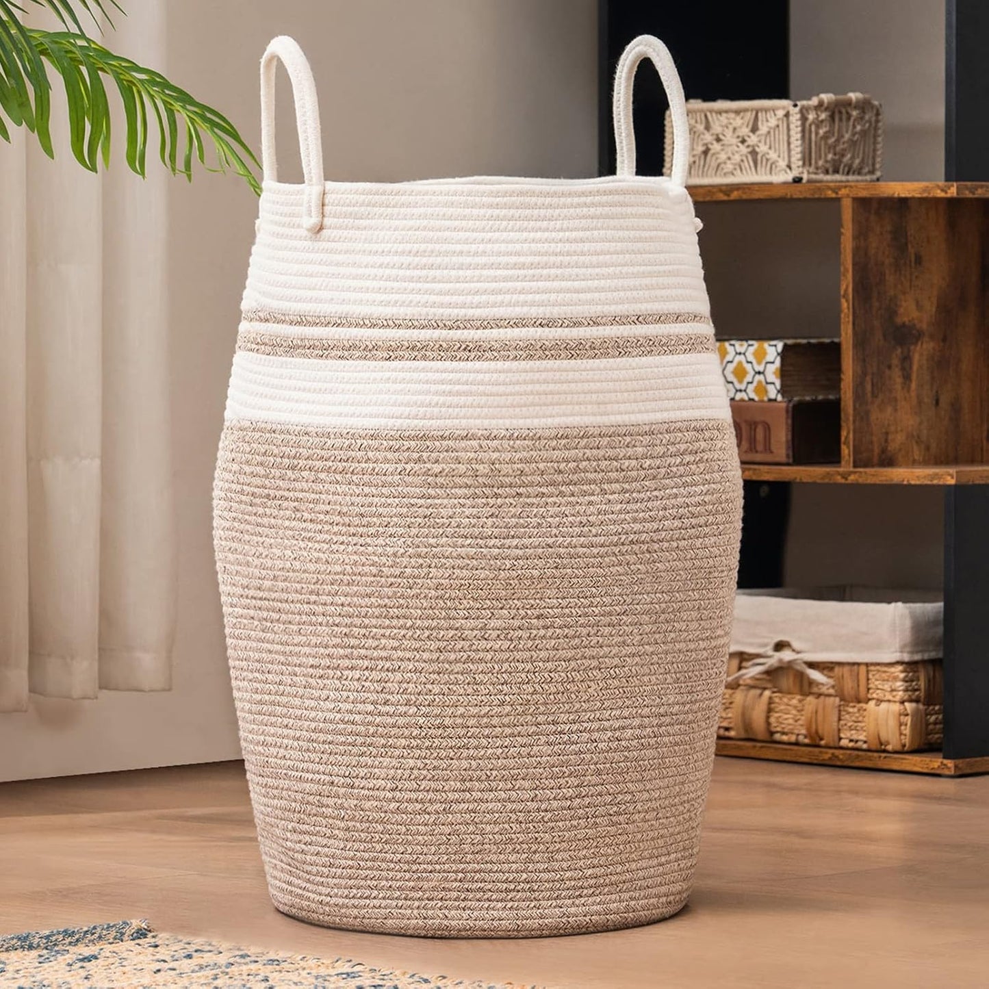 Cotton Rope Laundry Hamper - Elegant 105L Storage Basket