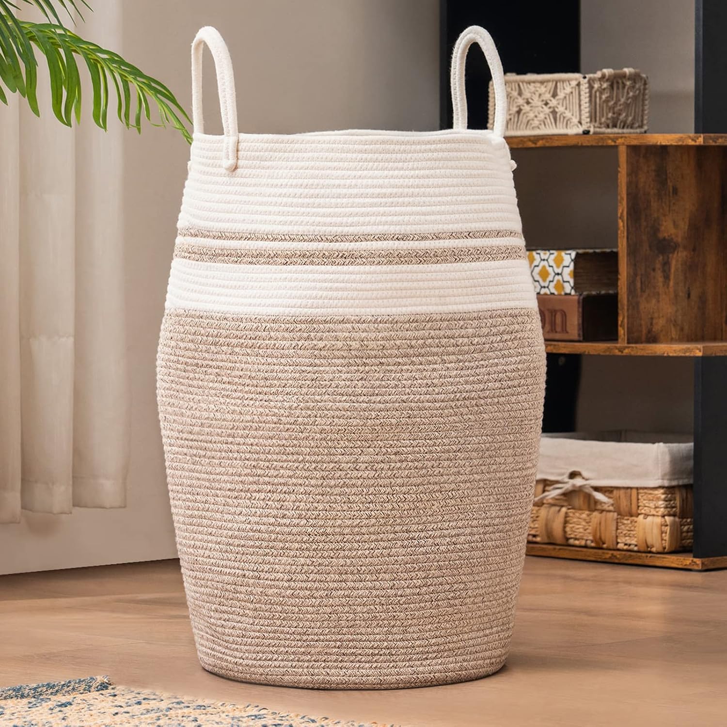 Cotton Rope Laundry Hamper - Elegant 105L Storage Basket
