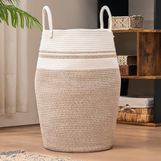 Cotton Rope Laundry Hamper - Elegant 105L Storage Basket