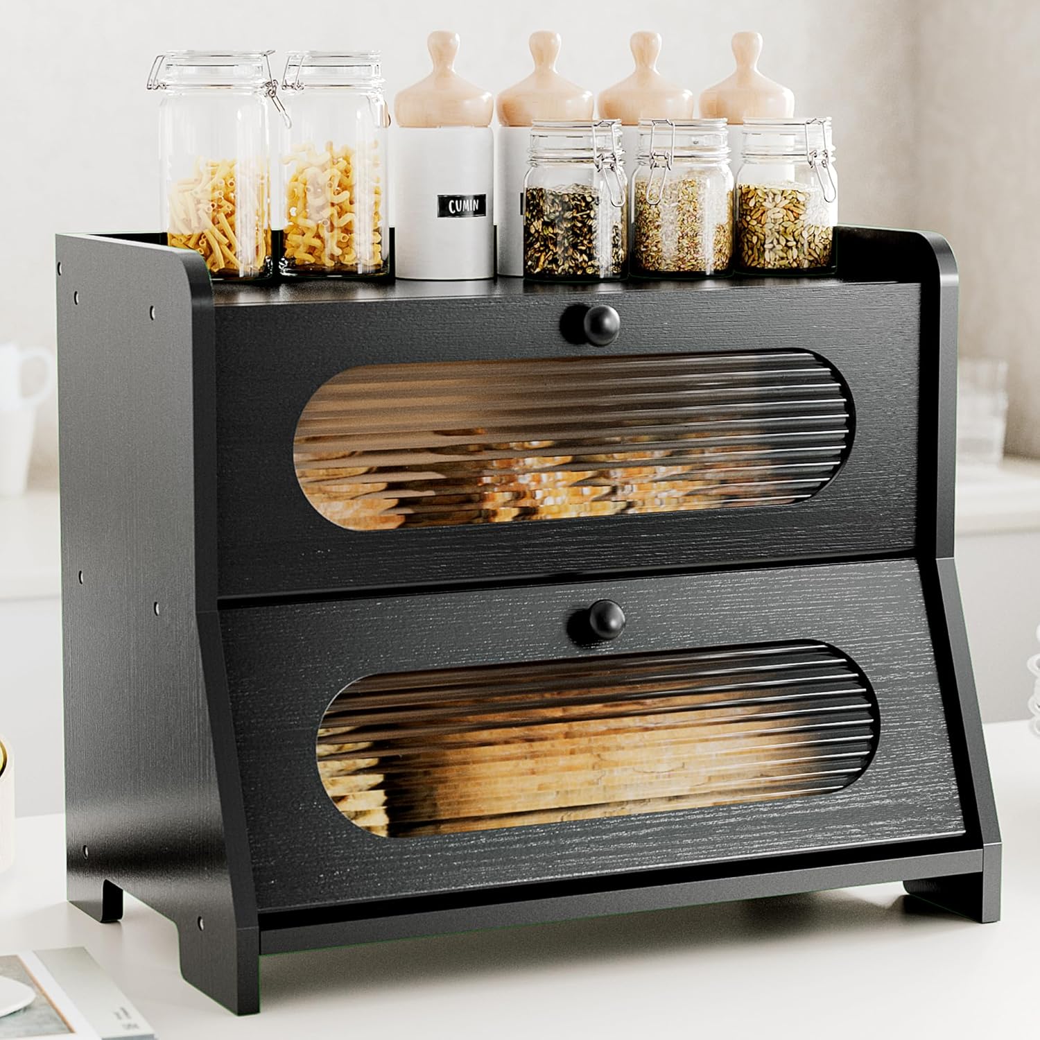 Stylish Bamboo Bread Box with Large Capacity for Kitchen Storage
