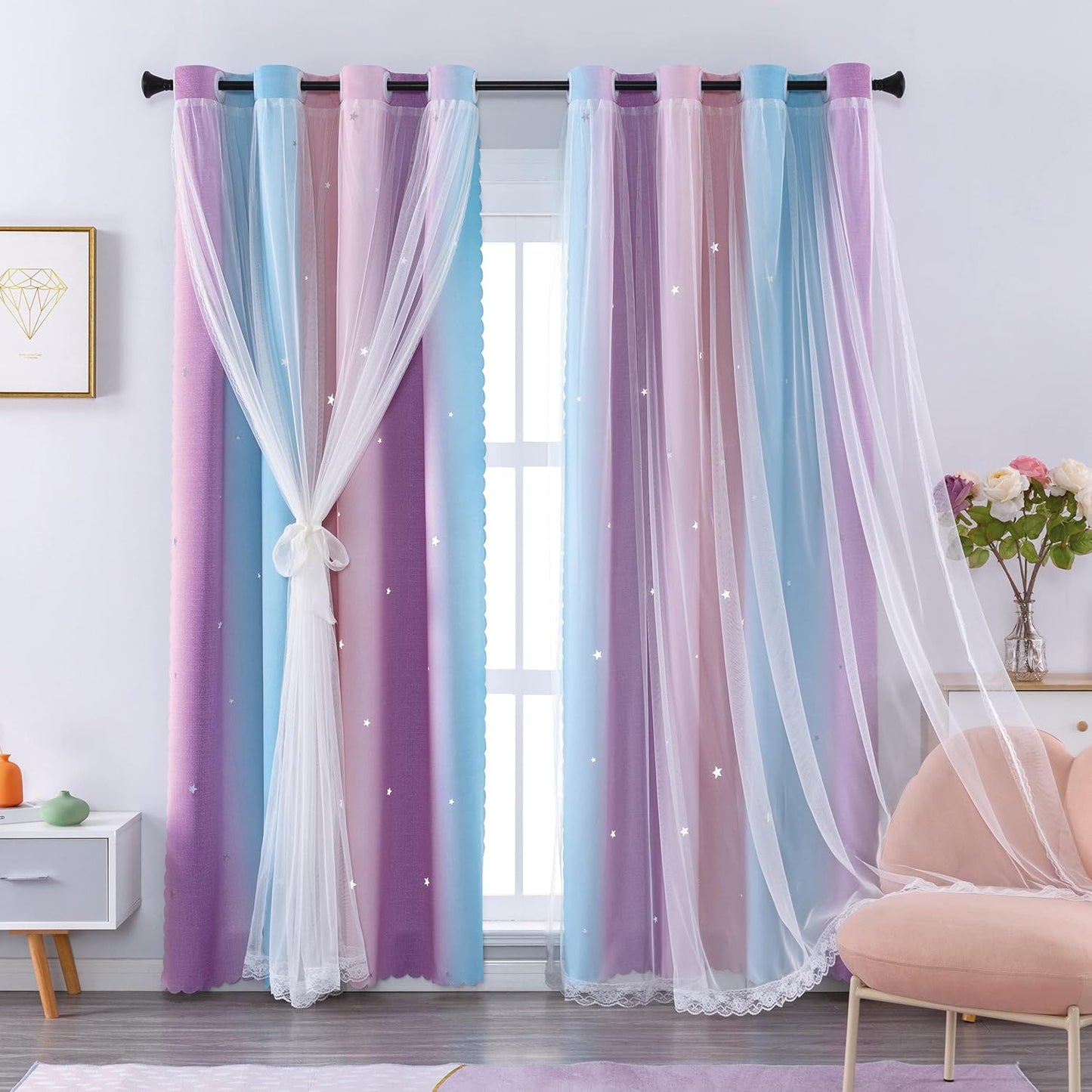 XiDi 63 Inch Length Blackout Curtains for Kids Bedroom Decor