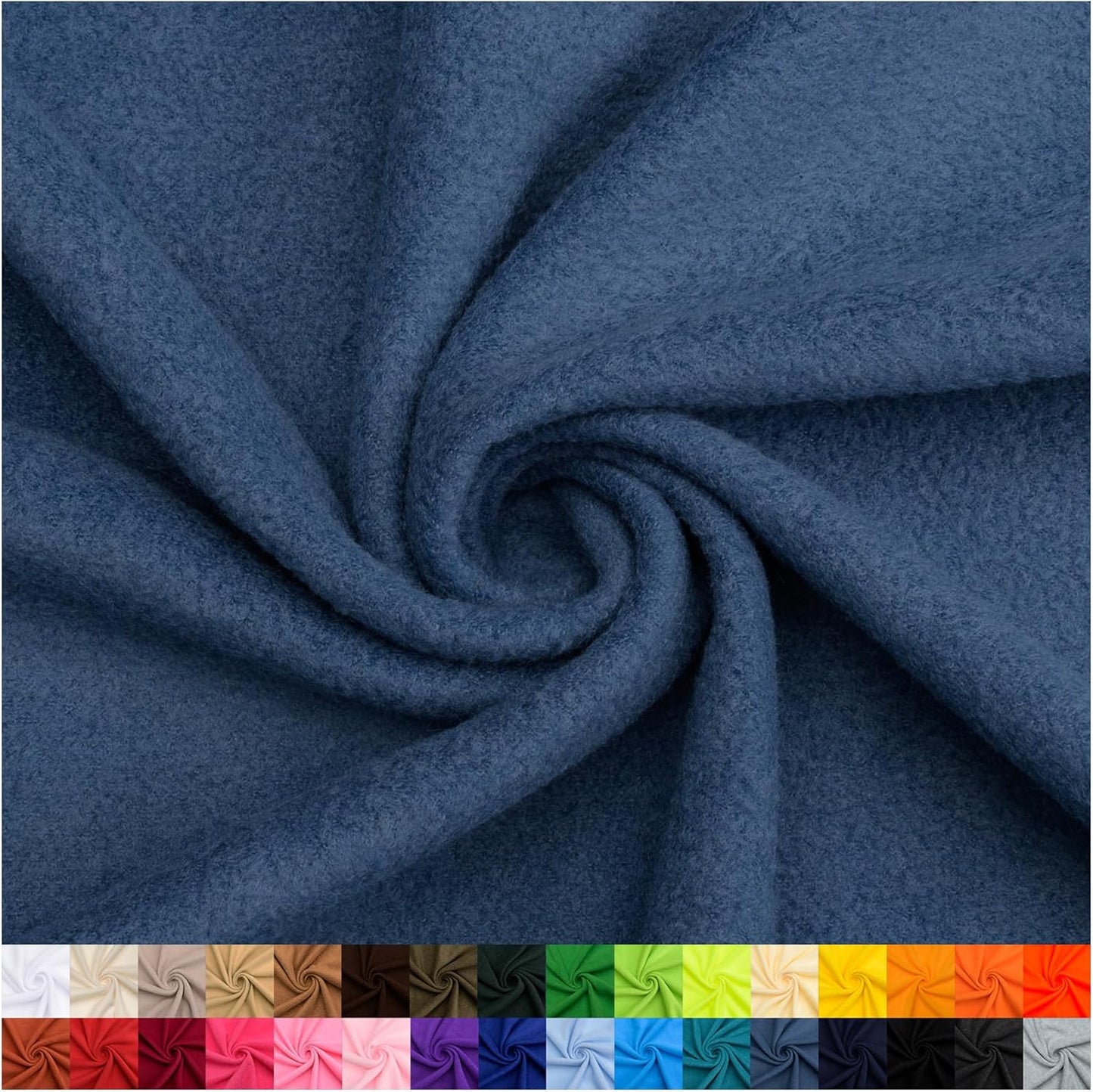 Denim Blue Solid Fleece Fabric - Soft & Durable 3 Yards Bolt