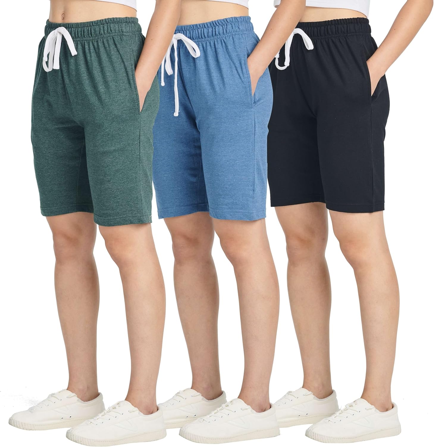 Real Essentials Womens Cotton French Terry 9in Bermuda Shorts Review