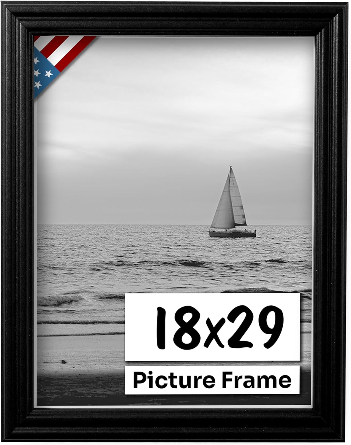 Black 18x29 Picture Frame with UV-Blocking Plexiglass for Art